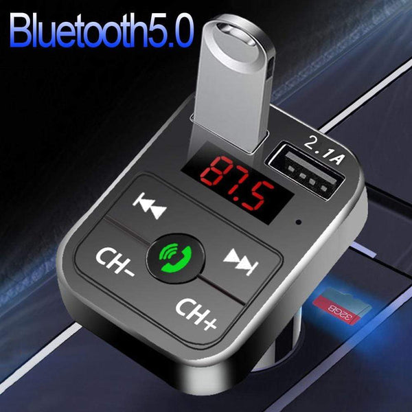 JINSERTA Car Bluetooth 5.0 Mp3 Player FM Transmitter Handsfree Audio Receiver 3.1A Dual USB Fast Charger Support TF/U Disk JadeMoghul Inc. 