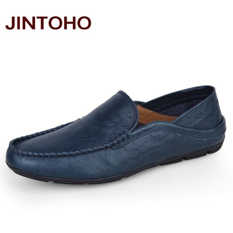 JINTOHO big size 35-47 slip on casual men loafers spring and autumn mens moccasins shoes genuine leather men's flats shoes-hei se without fur-5-JadeMoghul Inc.