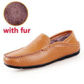 JINTOHO big size 35-47 slip on casual men loafers spring and autumn mens moccasins shoes genuine leather men's flats shoes-huang se with fur-4.5-JadeMoghul Inc.