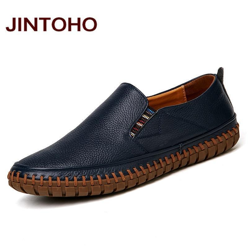 JINTOHO Big Size Men Genuine Leather Shoes Slip On Black Shoes Real Leather Loafers Mens Moccasins Shoes Italian Designer Shoes-hei se-6.5-JadeMoghul Inc.