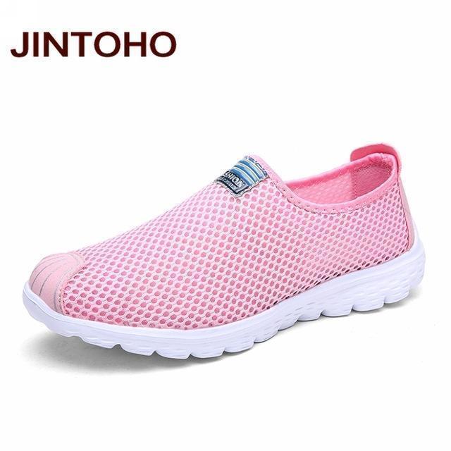 JINTOHO Unisex Summer Breathable Mesh Men Shoes Lightweight Men Flats Fashion Casual Male Shoes Brand Designer Men Loafers-fen hong-4.5-JadeMoghul Inc.