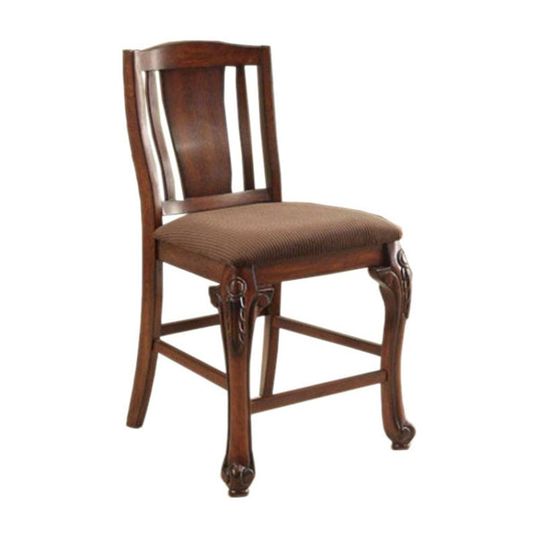 Johannesburg Traditional Counter Height Chair, Brown Cherry, Set Of 2-Armchairs and Accent Chairs-Brown Cherry, Brown-Wood-JadeMoghul Inc.