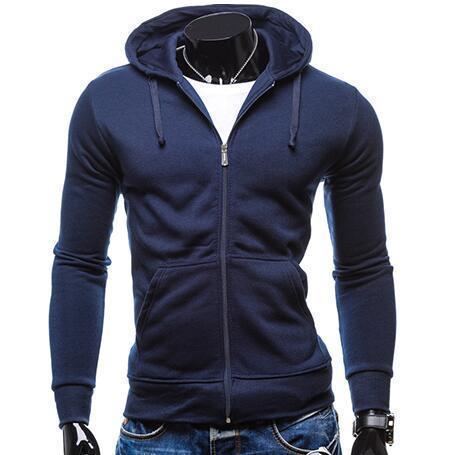 John'S Bakery 2017 Mens Hoodie Pocket Male Casual Sweatshirt Hooded Hoodies Long Slim Zipper Coat Men Hoodies Hoody Fashion XXL-Navy-S-JadeMoghul Inc.