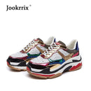 Jookrrix 2018 Autumn Girl New Fashion Brand Shoes Women Glitter Sneakers Cross-tied Sequins Lady Platform Shoes Bling Breathable-White-5-JadeMoghul Inc.