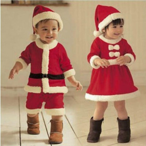 JP-033 Retail Kids Christmas Clothing Set Santa Claus Costume For Baby Xmas Party Clothes Romper + Hat 2 pcs Sets Baby Wear-as picture-9M-JadeMoghul Inc.