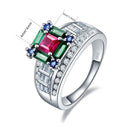 JQUEEN 5.73ct Ruby Emerald Sapphire 925 Sterling Silver Wedding Rings for Women Luxury Jewelry Female s925 Silver Drop Shipping-6-925 siver ring-JadeMoghul Inc.