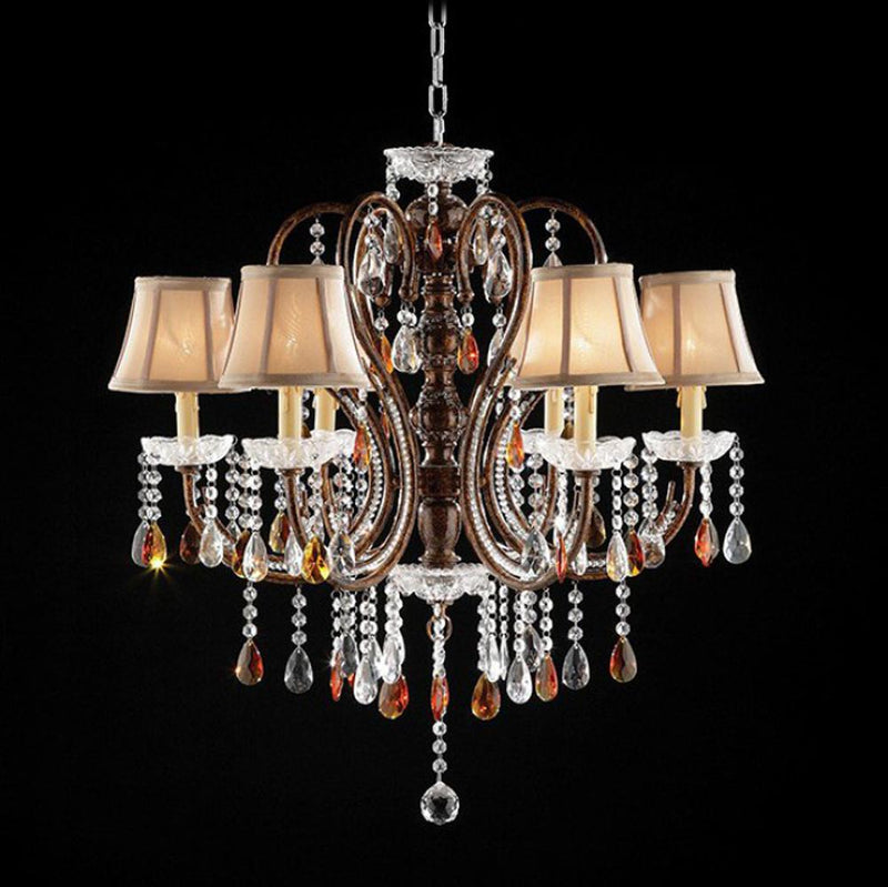 Juliet Traditional Style Ceiling Lamp, Golden Brown-Pendant Lighting-Golden Brown-Crystal Polyresin-JadeMoghul Inc.