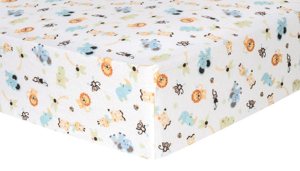 Jungle Friends Deluxe Flannel Fitted Crib Sheet-WHIM-U-JadeMoghul Inc.