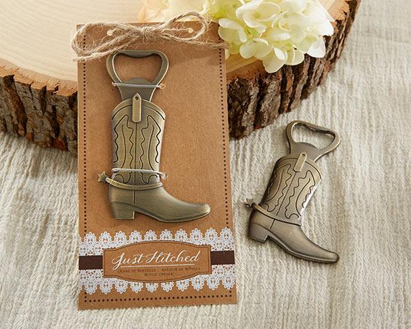 "Just Hitched" Cowboy Boot Bottle Opener-Wedding Reception Accessories-JadeMoghul Inc.