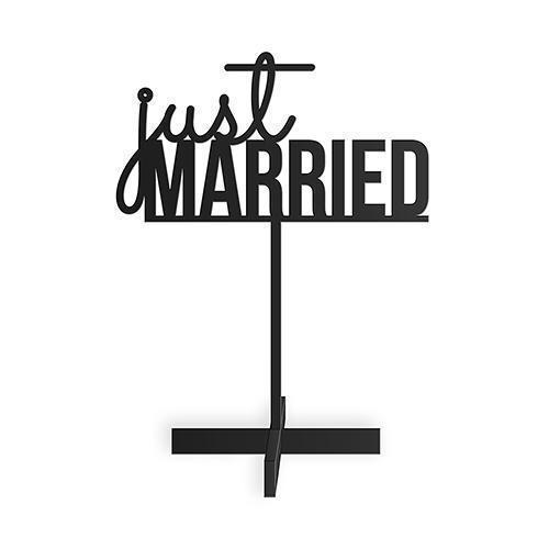 Just Married Acrylic Sign - Black (Pack of 1)-Wedding Signs-JadeMoghul Inc.
