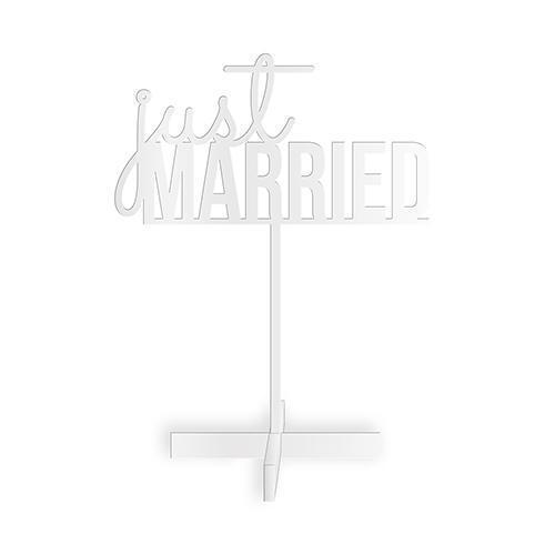 Just Married Acrylic Sign - White (Pack of 1)-Wedding Signs-JadeMoghul Inc.