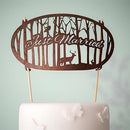 Just Married Woodland Wood Veneer Cake Topper (Pack of 1)-Wedding Cake Toppers-JadeMoghul Inc.