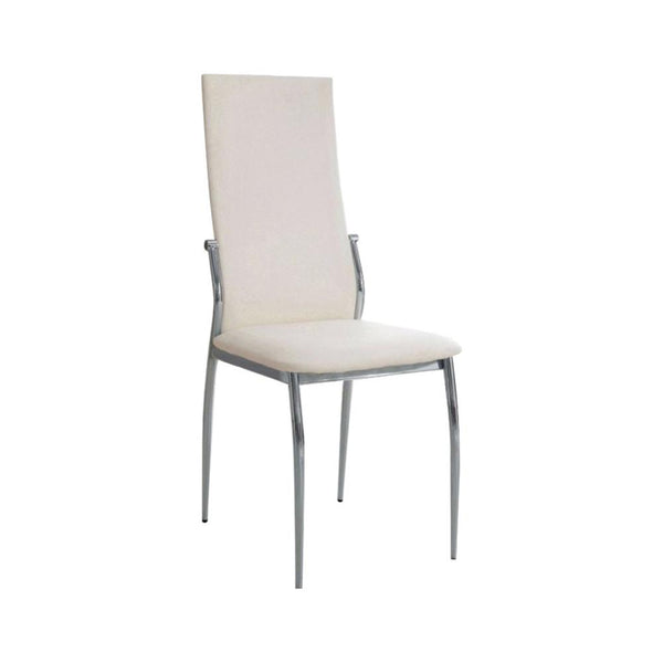 Kalawao Contemporary Side Chair, White Finish, Set Of 2-Armchairs and Accent Chairs-White-Chrome Leatherette-JadeMoghul Inc.