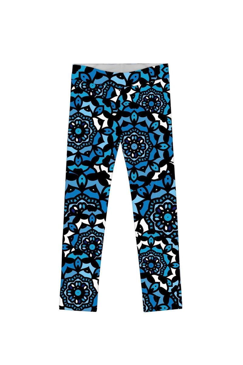 Kaleidoscope Lucy Cute Blue Geometric Print Leggings - Girls-Kaleidoscope-18M/2-Black/Blue/White-JadeMoghul Inc.