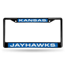 Black License Plate Frame Kansas Black Laser Chrome Frame