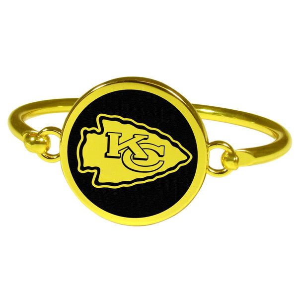 Kansas City Chiefs Gold Tone Bangle Bracelet-NFL,Kansas City Chiefs,Jewelry & Accessories-JadeMoghul Inc.