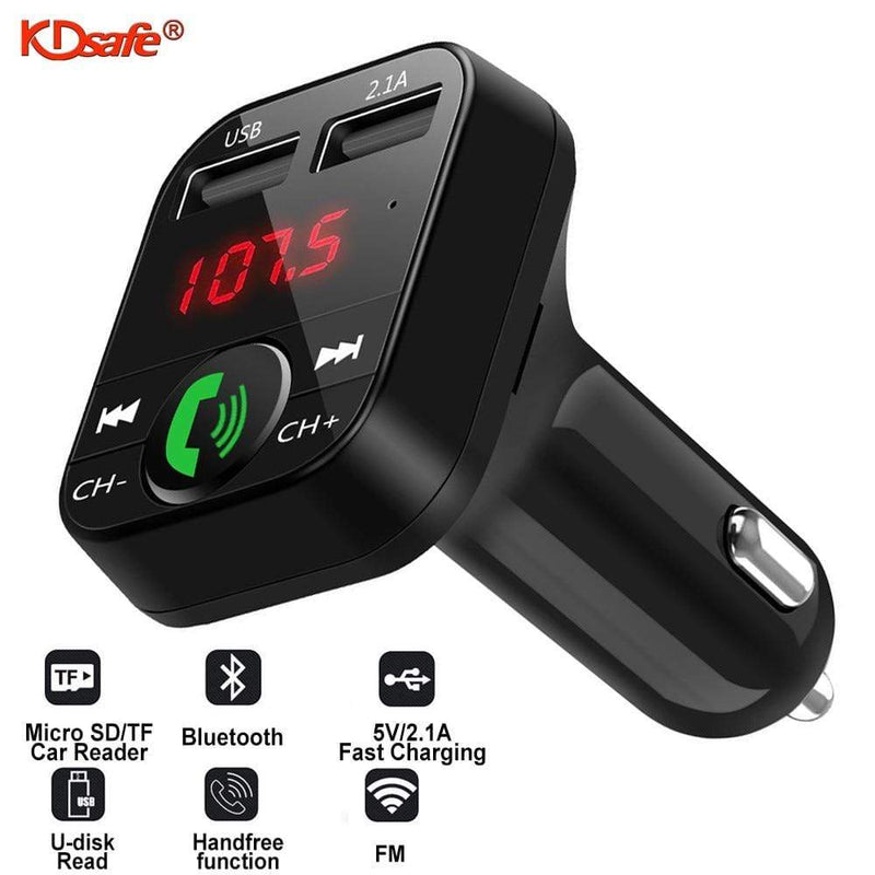 KDsafe Bluetooth Wireless Car kit Handfree LCD FM Transmitter Dual USB Car Charger 2.1A MP3 Music TF Card U disk AUX Player AExp
