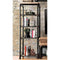 Kebbyll Industrial Style Pier Cabinet, Antiqued Black-Media Cabinets-Antiqued Black-Metal Replicated Wood & Others-JadeMoghul Inc.
