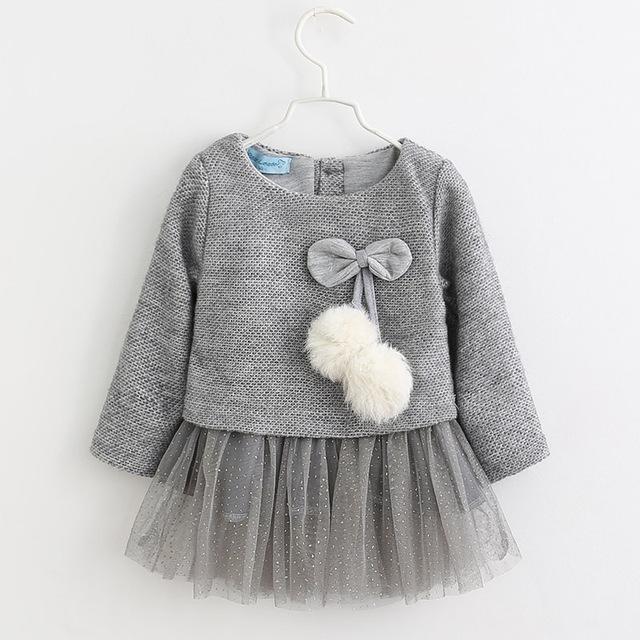 Keelorn Baby Girl Dress 2017 New Casual Autumn Baby Clothes Long Sleeve Plaid Bear Straps Fake Two Piece Dress baby girl clothes-gray-12M-JadeMoghul Inc.