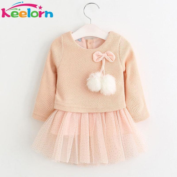 Keelorn Baby Girl Dress 2017 New Casual Autumn Baby Clothes Long Sleeve Plaid Bear Straps Fake Two Piece Dress baby girl clothes-Multi-9M-JadeMoghul Inc.