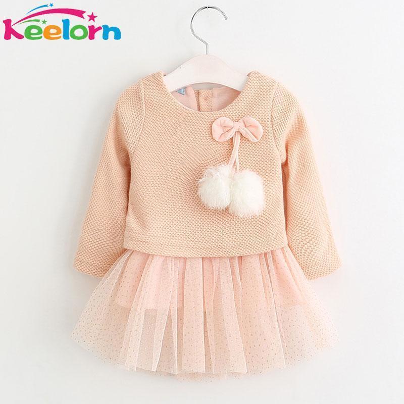 Keelorn Baby Girl Dress 2017 New Casual Autumn Baby Clothes Long Sleeve Plaid Bear Straps Fake Two Piece Dress baby girl clothes-Multi-9M-JadeMoghul Inc.