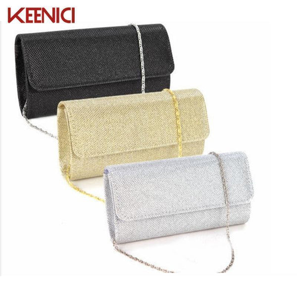 KEENICI2016 Women Satin Rhinestone Evening Clutch Bag Ladies Day Clutch Purse Chain Handbag Bridal Wedding Party Bag Bolsa Mujer-Black-JadeMoghul Inc.