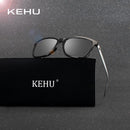 KEHU Polarized Sunglasses Men Square Brand Designer Male Aviation Vintage Sun Glasses Masculino H1815-c1 black lens-JadeMoghul Inc.