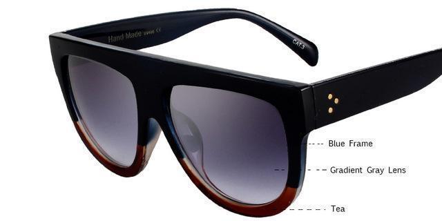 KEHU Woman Flat Top Oversized Sun Glasses Cat Eye Sunglasses Brand Designer oculos De Sol K9250-12-JadeMoghul Inc.
