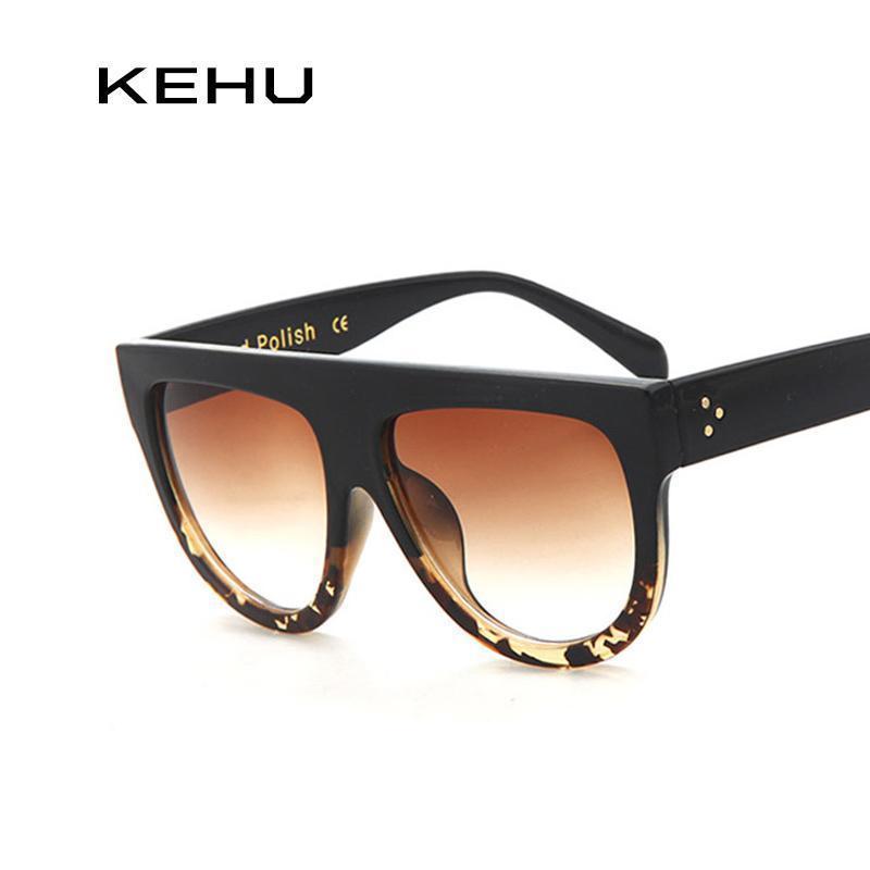 KEHU Woman Flat Top Oversized Sun Glasses Cat Eye Sunglasses Brand Designer oculos De Sol K9250-1-JadeMoghul Inc.