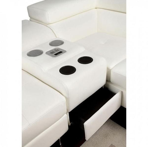 Kemi White Chrome Legs Speaker Console-Console Tables-White-Leather Metal-JadeMoghul Inc.