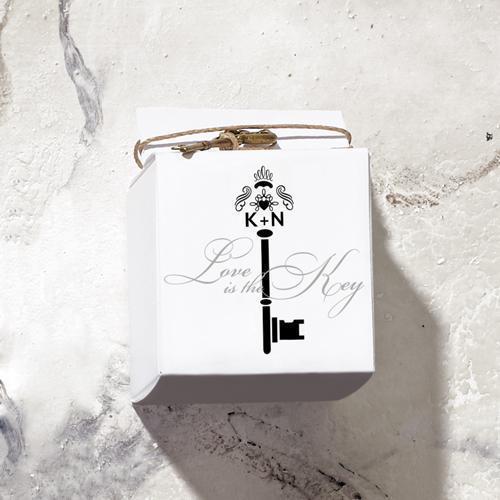 Key Monogram Favor Box Wrap Berry (Pack of 1)-Wedding Favor Stationery-Indigo Blue-JadeMoghul Inc.