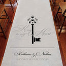 Key Monogram Personalized Aisle Runner White With Hearts Berry (Pack of 1)-Aisle Runners-Sea Blue-JadeMoghul Inc.