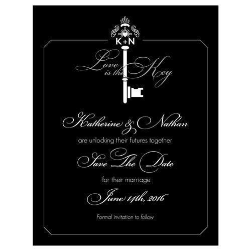 Key Monogram Save The Date Card Berry (Pack of 1)-Weddingstar-Black-JadeMoghul Inc.