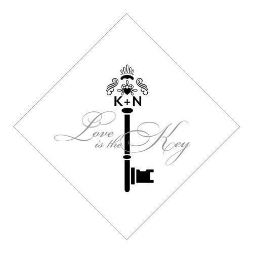 Key Monogram Square Tag Berry (Pack of 1)-Wedding Favor Stationery-Berry-JadeMoghul Inc.