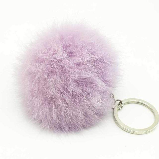 Zoeber New Artificial Rabbit Fur Ball Keychain Cute Pompom Key Ring Lovely Fluffy Fur Rabbit Ear Pendant Keychain Rings women