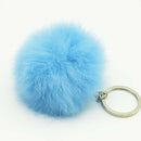 Zoeber New Artificial Rabbit Fur Ball Keychain Cute Pompom Key Ring Lovely Fluffy Fur Rabbit Ear Pendant Keychain Rings women