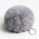 Zoeber New Artificial Rabbit Fur Ball Keychain Cute Pompom Key Ring Lovely Fluffy Fur Rabbit Ear Pendant Keychain Rings women