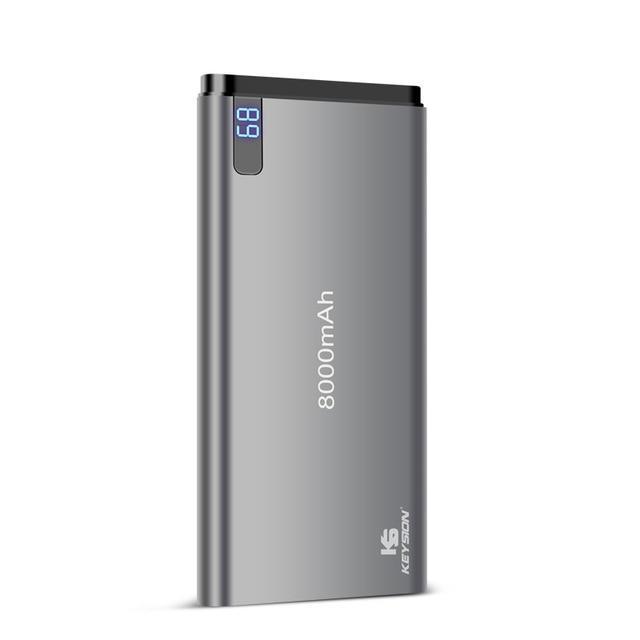 KEYSION 10mm Ultra-thin Power Bank 8000 mAh Portable External Lithium Polymer Batteries Mobile Phone Aluminium Alloy Power bank-Dark Grey-JadeMoghul Inc.