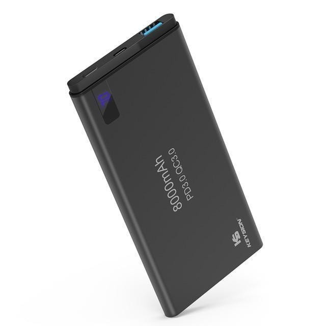KEYSION 2 Port PD Fast Charge Power Bank 8000mAh QC 3.0 2.0 Quick Charge Portable Metal Battery Powerbank for iPhone X 8 8 Plus-Black-JadeMoghul Inc.