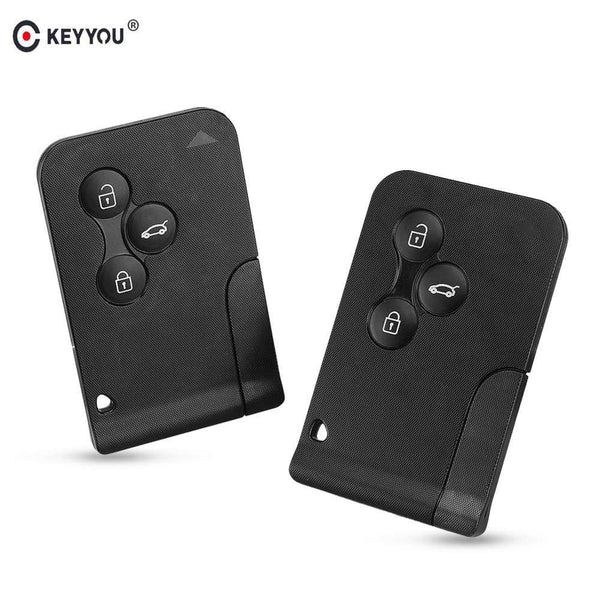 KEYYOU 3 Button Smart Card For Renault Clio Logan Megane 2 3 Koleos Scenic Card Case Black Car Key Fob Shell With Small Key JadeMoghul Inc. 