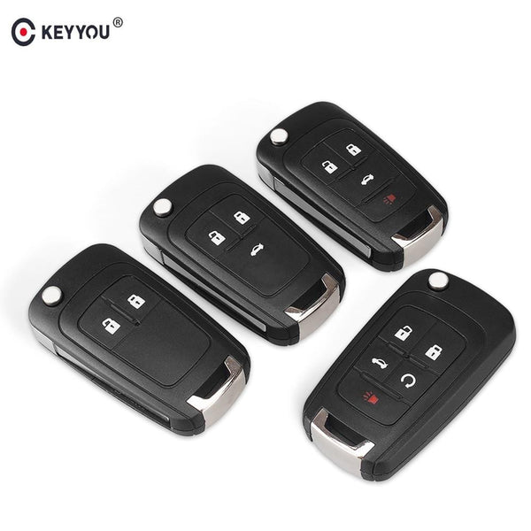 KEYYOU Flip Folding Remote Car Key Shell For Chevrolet Cruze Epica Lova Camaro Impala 2 3 4 5 Button HU100 Blade Replacement AExp