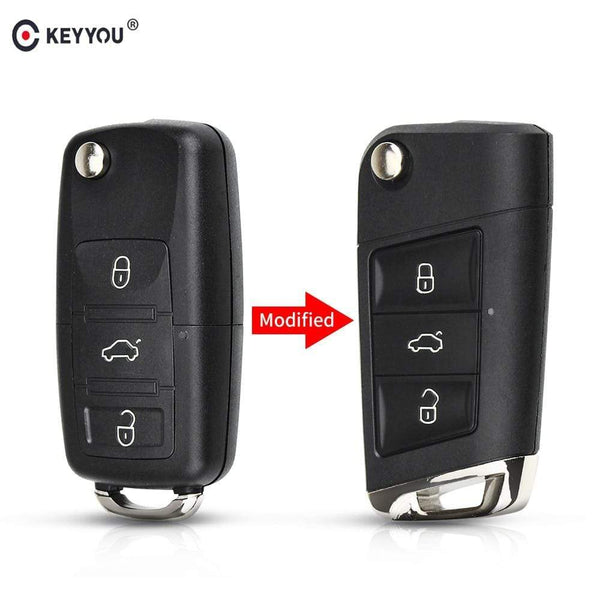 KEYYOU Modified Flip Remote Key Shell For Volkswagen VW Polo Passat B5 Golf MK5 Beetle 3 Buttons Replacement Car Key Cover JadeMoghul Inc. 