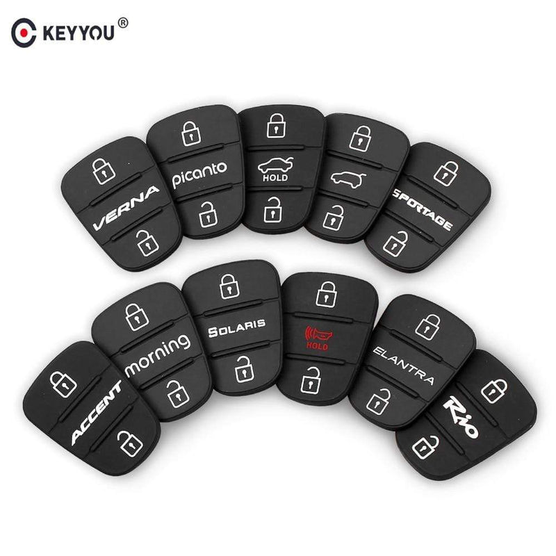 KEYYOU Rubber Button Pad For Hyundai I30 IX35 Solaris Accent Elantra Sportage Hold Kia K2 K5 RIO Verna Flip Car Remote Key Shell JadeMoghul Inc. 