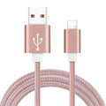 KHP Original Fast Charger 8 Pin USB Cable For iPhone 5 6 5S 5C 5SE 6S 7 7S Plus iPad 4 2 3 Air iPod 1 Meter Alloy Nylon-Rose Golden-1m-JadeMoghul Inc.