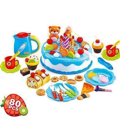 Kids 80 Pieces Birthday Cake set-80Pcs Blue 312C-JadeMoghul Inc.