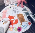 Kids Baby Play Mats Toys Storage Bag Round Carpet Rugs Large Canvas rawling Mat Carpet Portable Canvas kids Toys Sundries Pouch-fox and rabbit-150cmx150cm-JadeMoghul Inc.