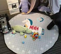 Kids Baby Play Mats Toys Storage Bag Round Carpet Rugs Large Canvas rawling Mat Carpet Portable Canvas kids Toys Sundries Pouch-Trojan horse-150cmx150cm-JadeMoghul Inc.