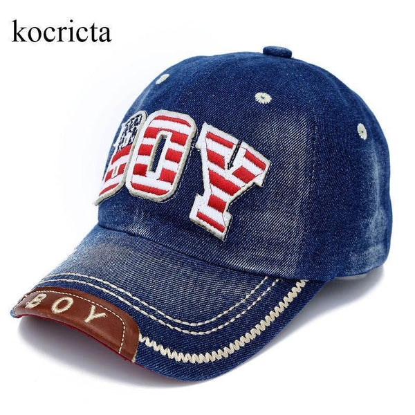 Kids Boys Baseball Cap Summer Toddler Children Dad Hat Jean Casual Hip Hop Letter Denim Sun Snapback Casquette Blue-DARK BLUE-JadeMoghul Inc.