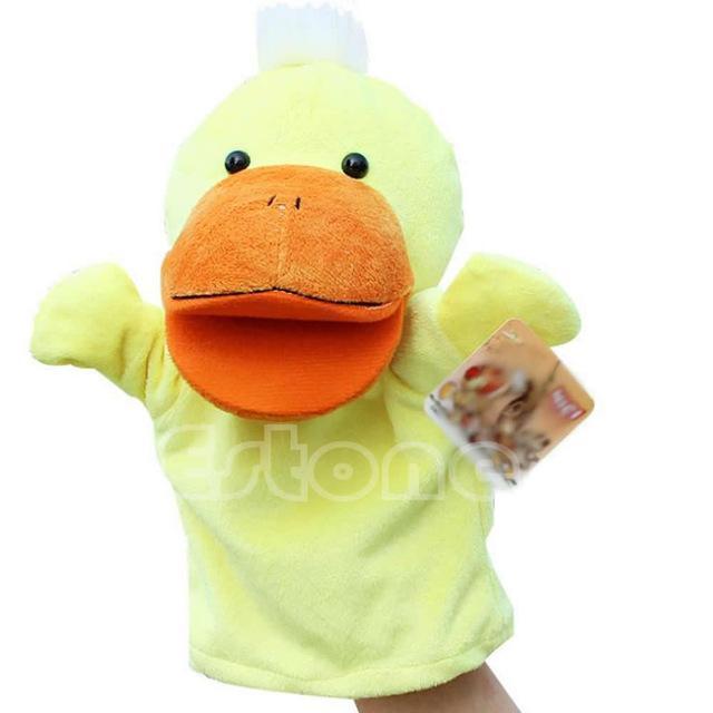 Kids Cute Plush Velour Animals Hand Puppets-Yellow Dark-JadeMoghul Inc.