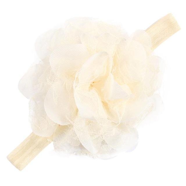 Kids Hair Accessories Girls Hair Elastic Lace Chiffon Artificial Flowers Peony Fita De Cetim Flores